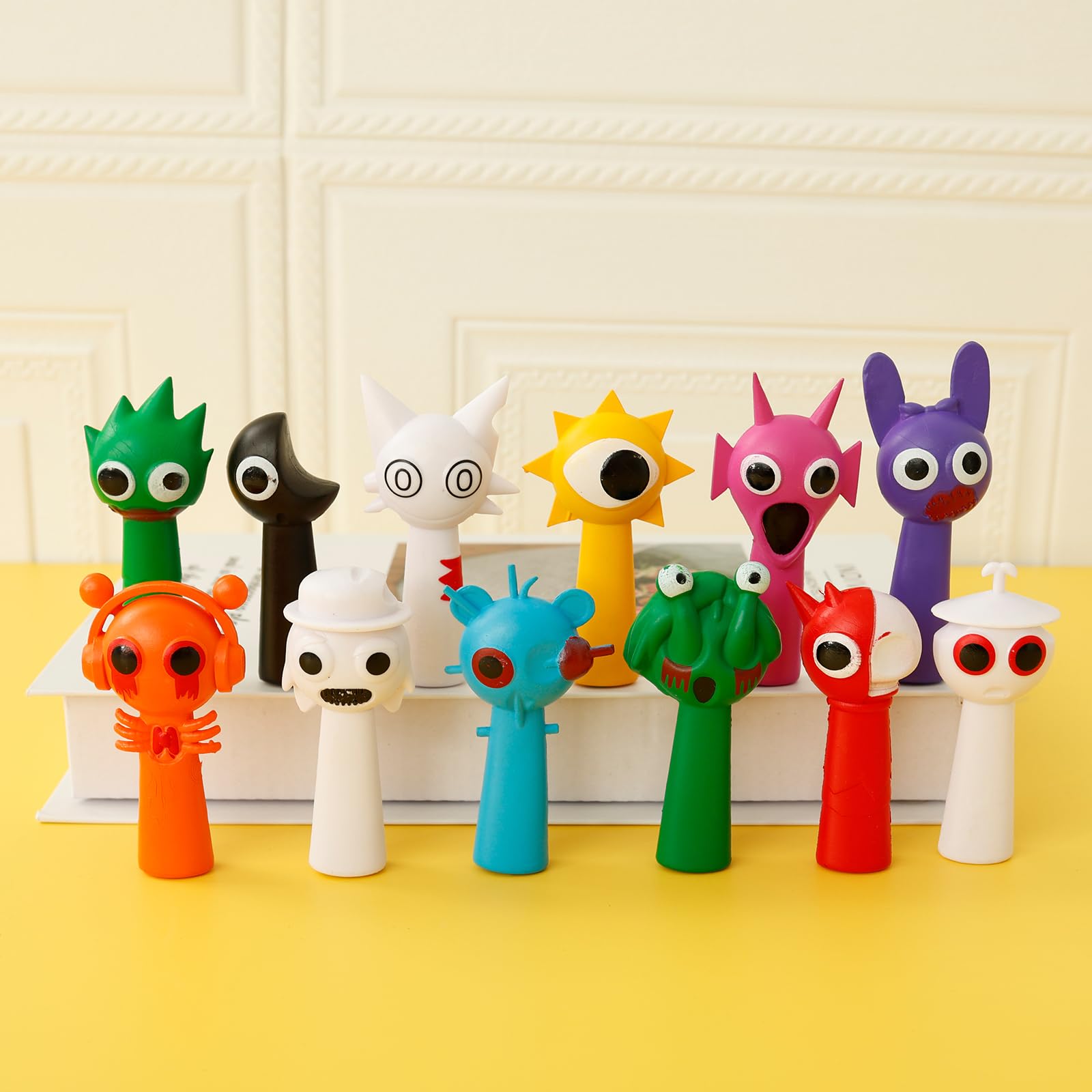 12 Pieces Toy Figures Set, Colourful Cake Topper, Horror Games Character Sculpture, for Children and Adults, Gamers and Decoration(D)