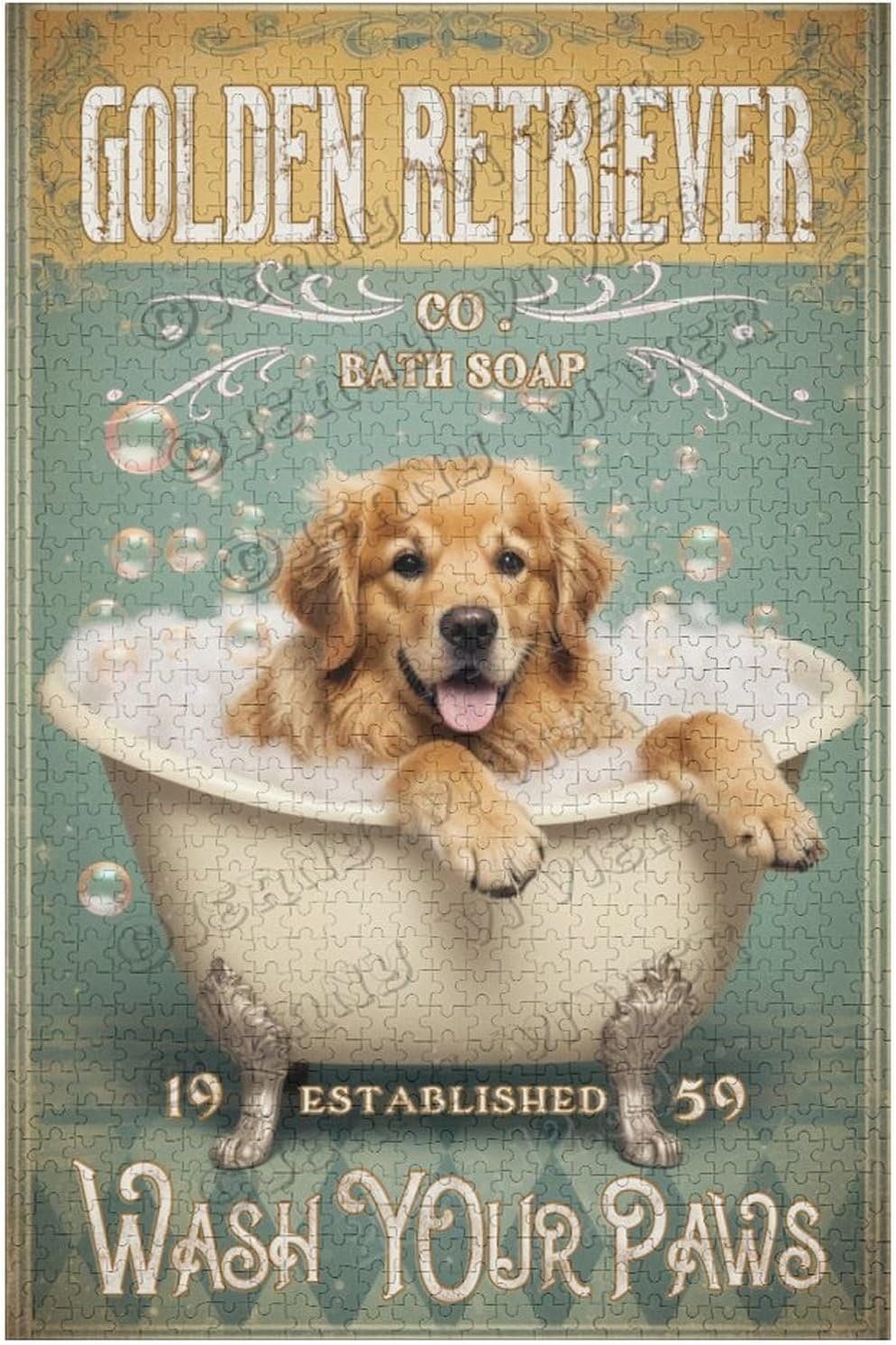 Jigsaw Puzzles 1000 Pieces for Adults, Families Golden Retriever Pieces Fit Together Perfectly,Wooden Puzzles