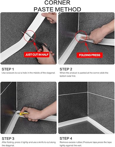 Miniatura 4 de Cinta selladora de cinta de calafateo de 0.8 x 39.4 pulgadas, cinta de sellado autoadhesiva impermeable para protector de borde de fregadero