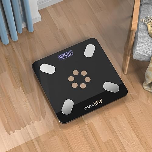 Miniatura 2 de MaxLife - Báscula inteligente para peso corporal, báscula digital de baño, báscula de baño con Bluetooth para pesaje de grasa corporal, monitor de