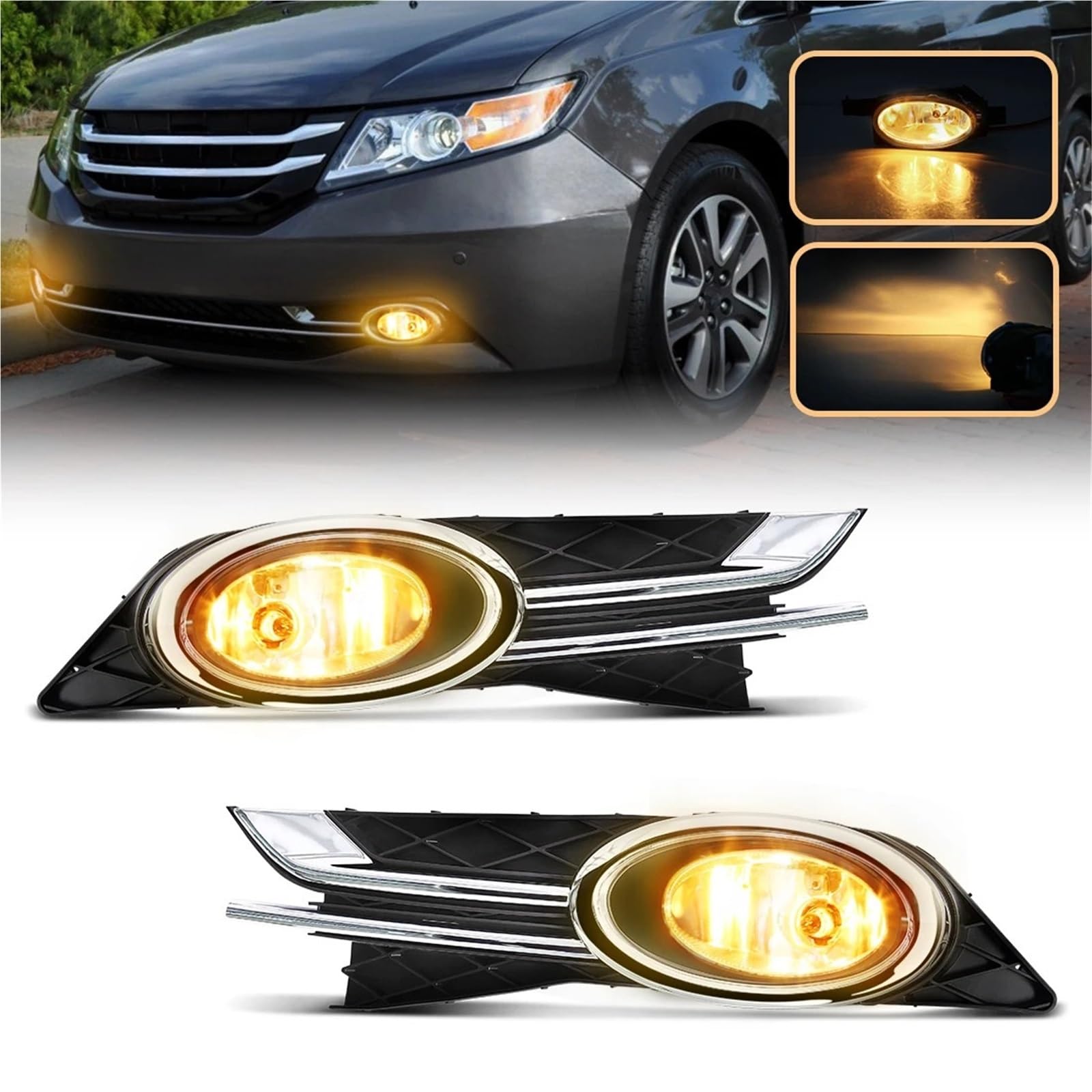 Dla H0nda Odyssey 2014 2015 Lampa przeciwmgielna Zderzak Światła do jazdy dziennej DRL Przewody Przełącznik HD697
