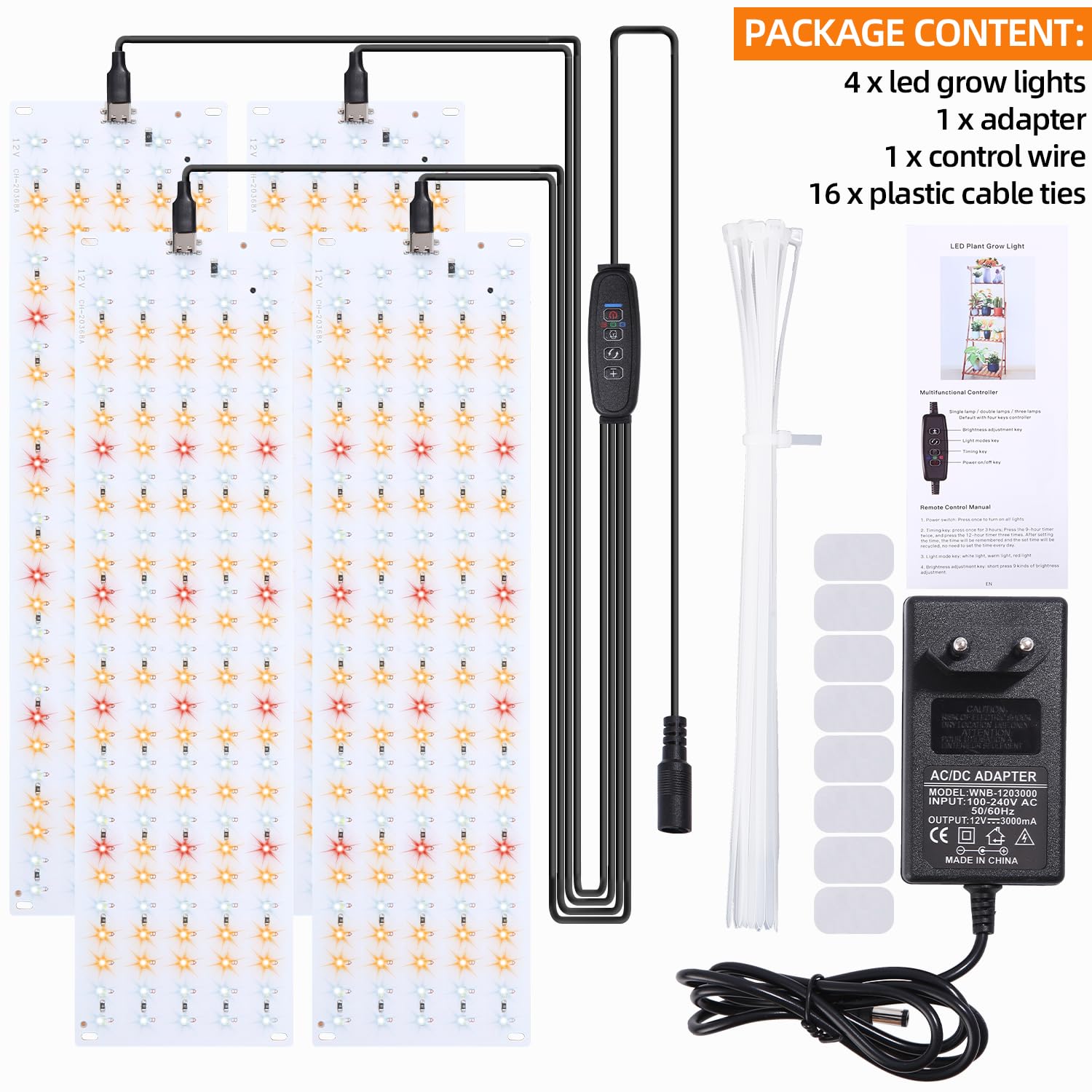 4 Pcs Lampe de Plante LED, Lampe Plante Interieur,Lampe pour Plante,Lampe Led Horticole,avec Minuterie de 3/9/12 Heures,10 Niveaux de Luminosité,pour Semis Succulentes Végétale Floraison(540 LEDs)