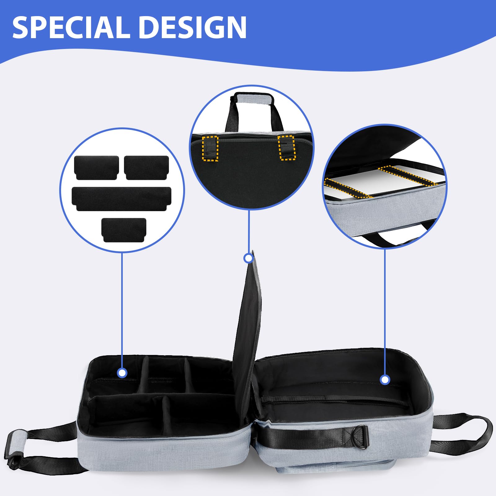 UUBOXS Custodia da trasporto per PS5, borsa da viaggio protettiva per PS5/PS5 Pro/PS5 Slim, custodia portaoggetti di grande capacità compatibile con PS5 Console,Controller e Accessori,Grigio