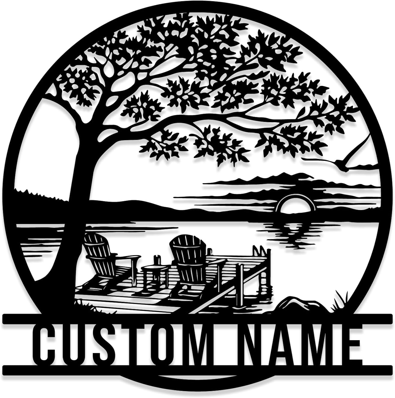 Personalized Lake House Metal Sign, Forest Lake Decor, Custom Lake House Name Sign, Outdoor Camping Plaque, Front Porch Decor,Cabin Sign (Style-8)