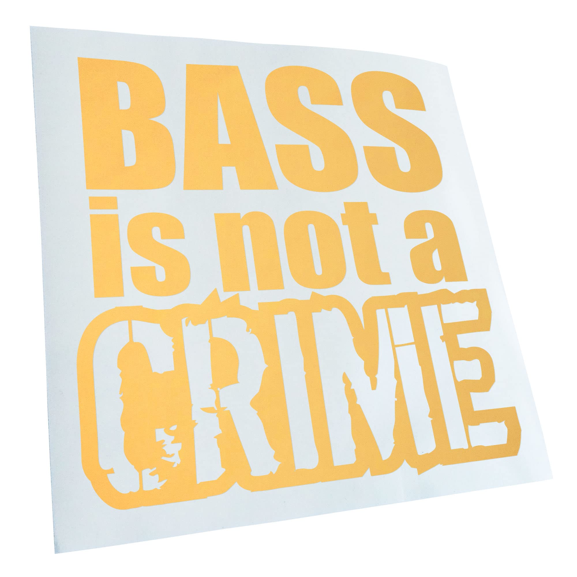Kiwistar - Car Sticker - Bass is not a Crime - Cream - 60 x 60 cm - Rear Window Car Sticker Weatherproof for Car Truck Moped Truck - Sticker Exterior Self-Adhesive Tuning Accessories for Window