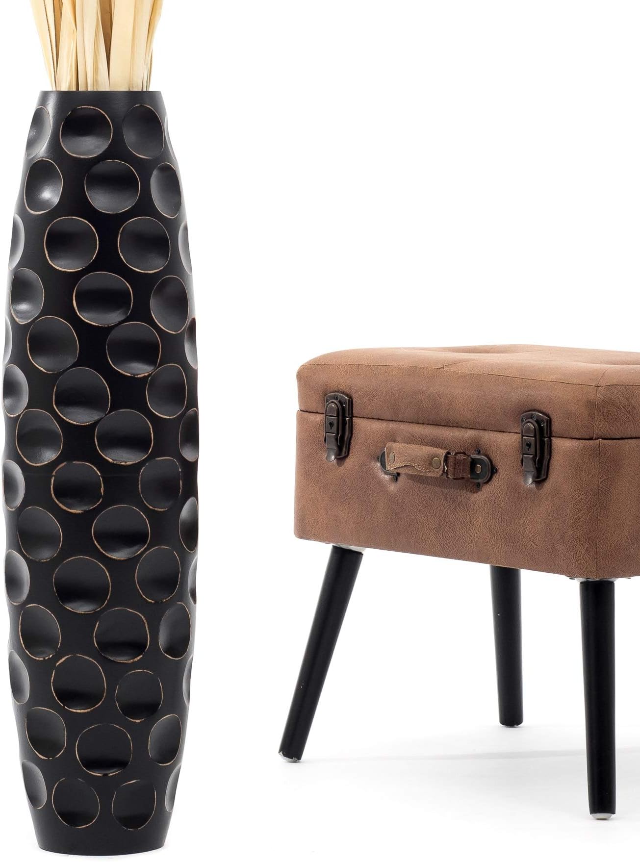 Amazon.de Giessle® 70cm hoch Glasvase in schwarz matt für Pampasgras