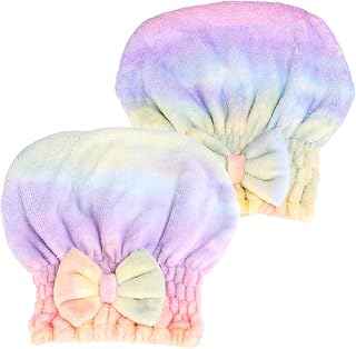 pjpkow 2-Pack Microfiber Hair Towel Wraps - Super Absorbent, Soft, and Quick-Drying Caps for Wet Hair - Perfect for Home Use