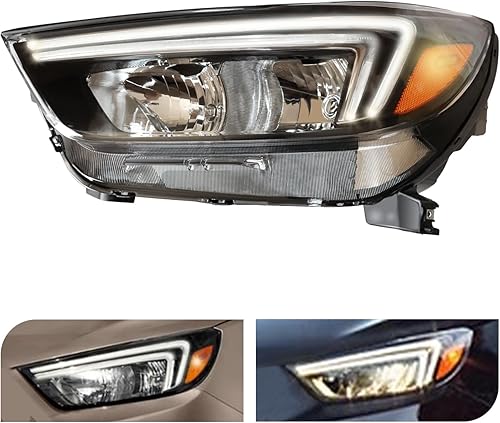 Miniatura 4 de CNCEST Faro delantero izquierdo halógeno con LED DRL para Buick Encore 2017 2018 2019 2020 2021 2022 - Carcasa negra  Ajuste directo - Lado