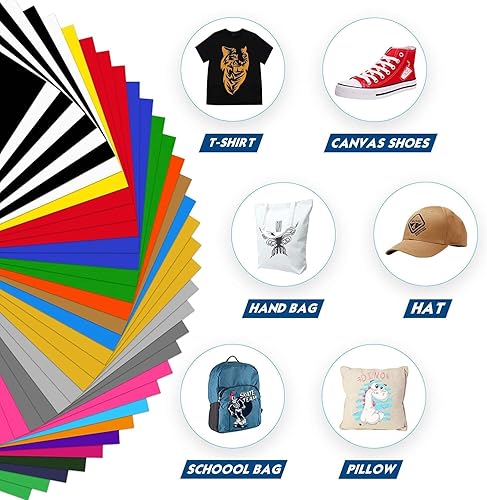 Miniatura 8 de Paquete de 37 láminas de vinilo de transferencia de calor HTV de 12 x 10 pulgadas, vinilo para planchar para Cricut y máquina de prensa de calor,