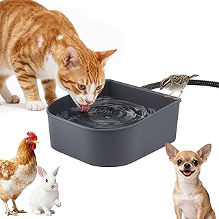 PETLESO Heated Water Bowl for Indoor Pet, Hanging Dog Water Bowl for Kennel No Spill Heated Bowl for Rabbits Dogs Cats Chicken Coop Birds Small Animals Outdoor, 1L