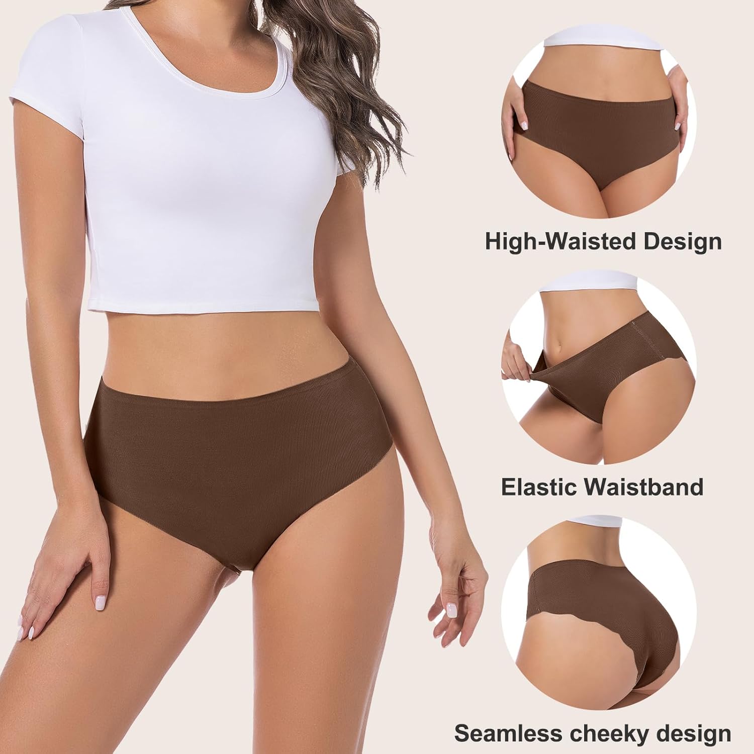 Camel Proof Seamless Underwear for Women 3 Packs No Show Invisible Cheeky Panty Liners Workout Gym Yoga Panties - Image 4