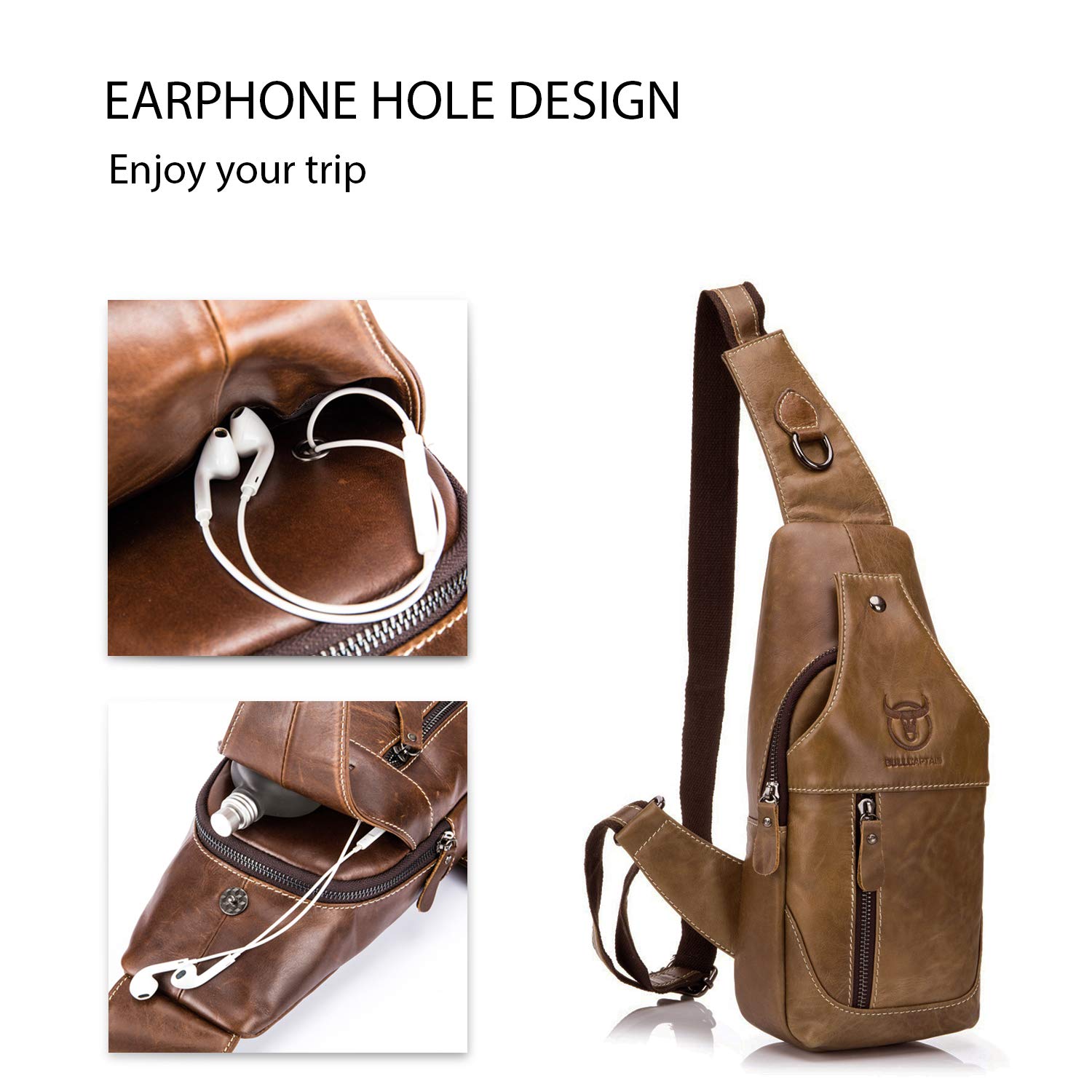 FANDARE Zaino Spalla Zaino Monospalla Uomo Zaino per Ciclismo Sling Bag Pelle Messenger Marsupio Messaggero Petto Spalla per Viaggio Sport Palestra Ciclismo Marsupio Zainetto