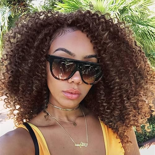 Miniatura 9 de WIGER Cabello rizado rizado tipo marlybob, cabello de ganchillo ombré marrón Jerry rizado Passion Twist de 18 pulgadas, trenzas de ganchillo largas