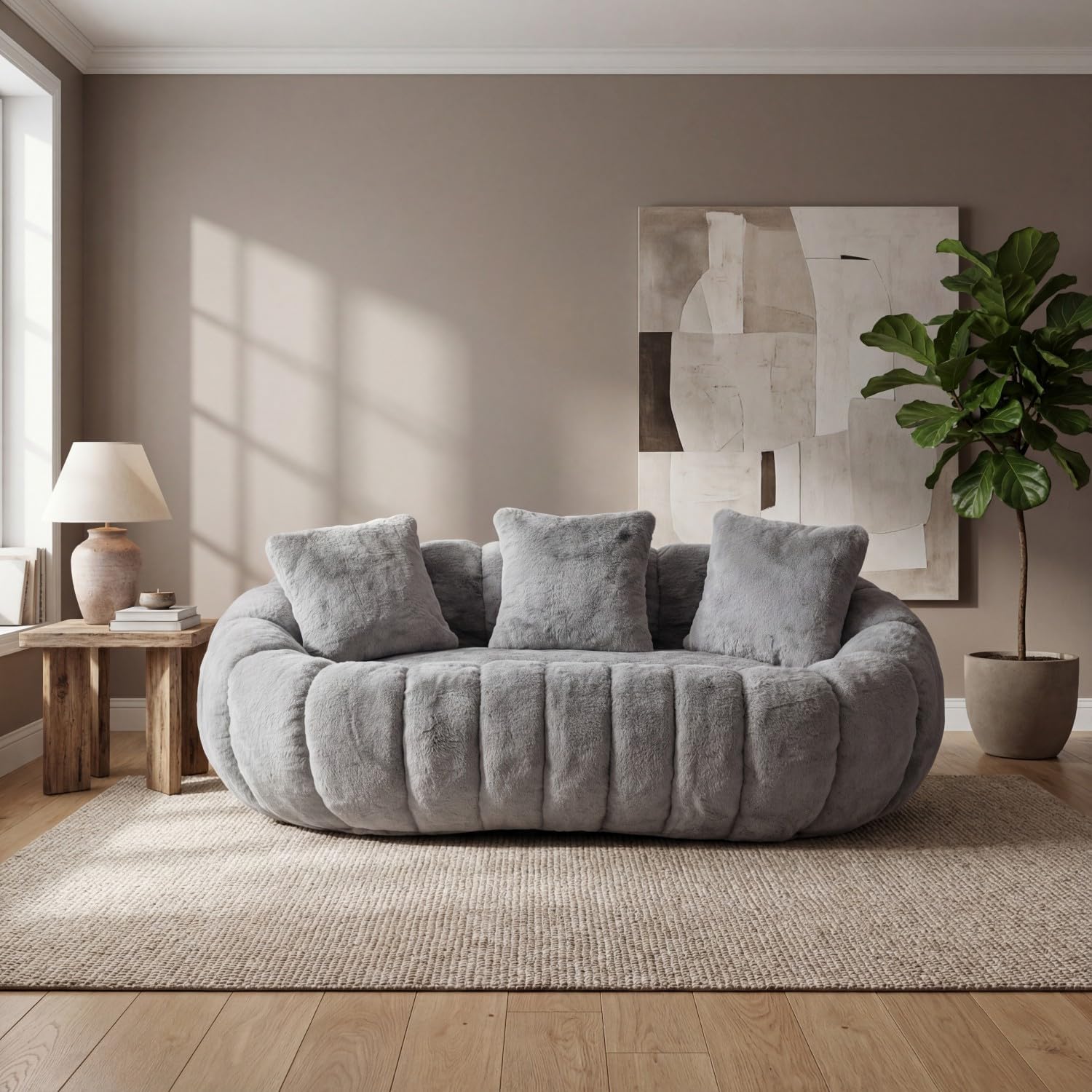 75.5" W Sectional Sofa Couches Small 2 Seater Modular Sofa for Living Room, Boneless Couch Cloud with 3 Removable Cushion Small Spaces No Assembly Required Gray