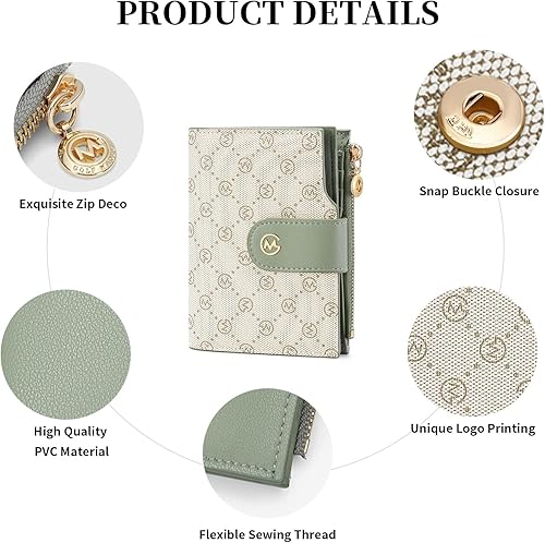 Miniatura 4 de GOLF SUPAGS Carteras para mujer, de piel de PVC, pequeña, plegable, con cremallera, bolsillo, monedero, gran capacidad, organizador de múltiples