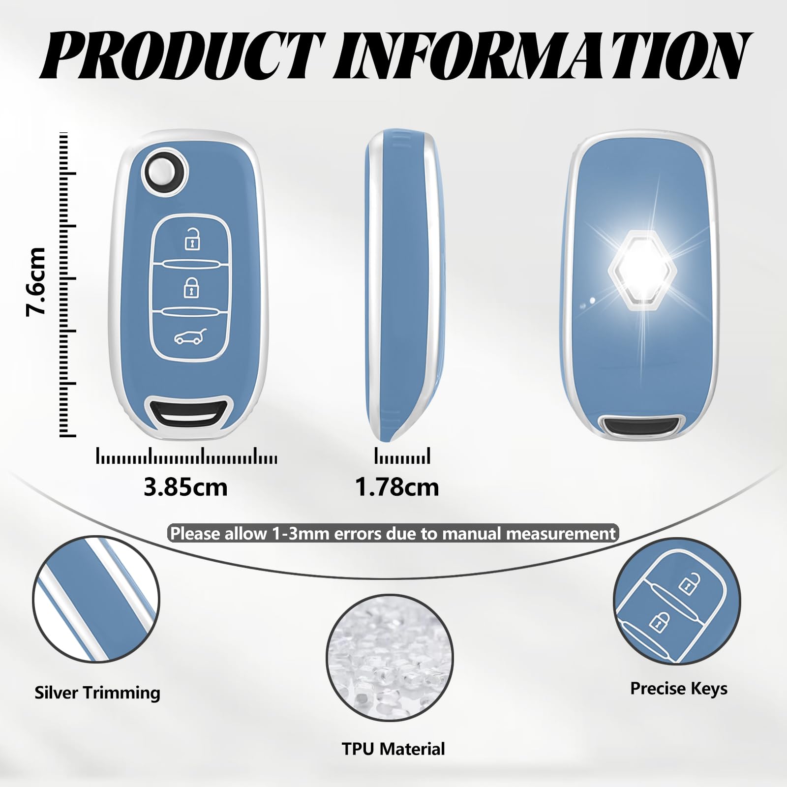 Coque Silicone Clé Voiture ANGOFIZ - Compatible Renault Clio 3, Dacia Sandero, Etc. - Noir