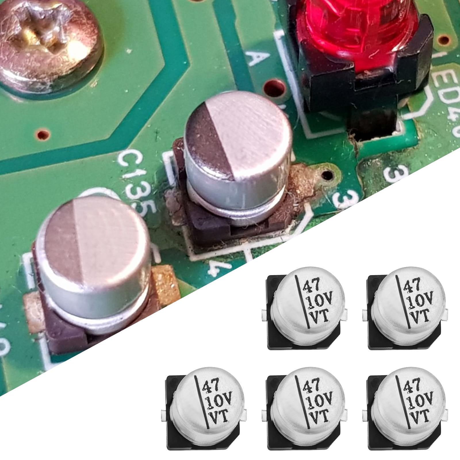 Juego de tapas de condensador de reparación 220uf 10V, 47uf 16V, 100uf 16V, 7uf 10V compatible con Nintendo compatible con GameCube Optical DVD Disc Drive PCB Board