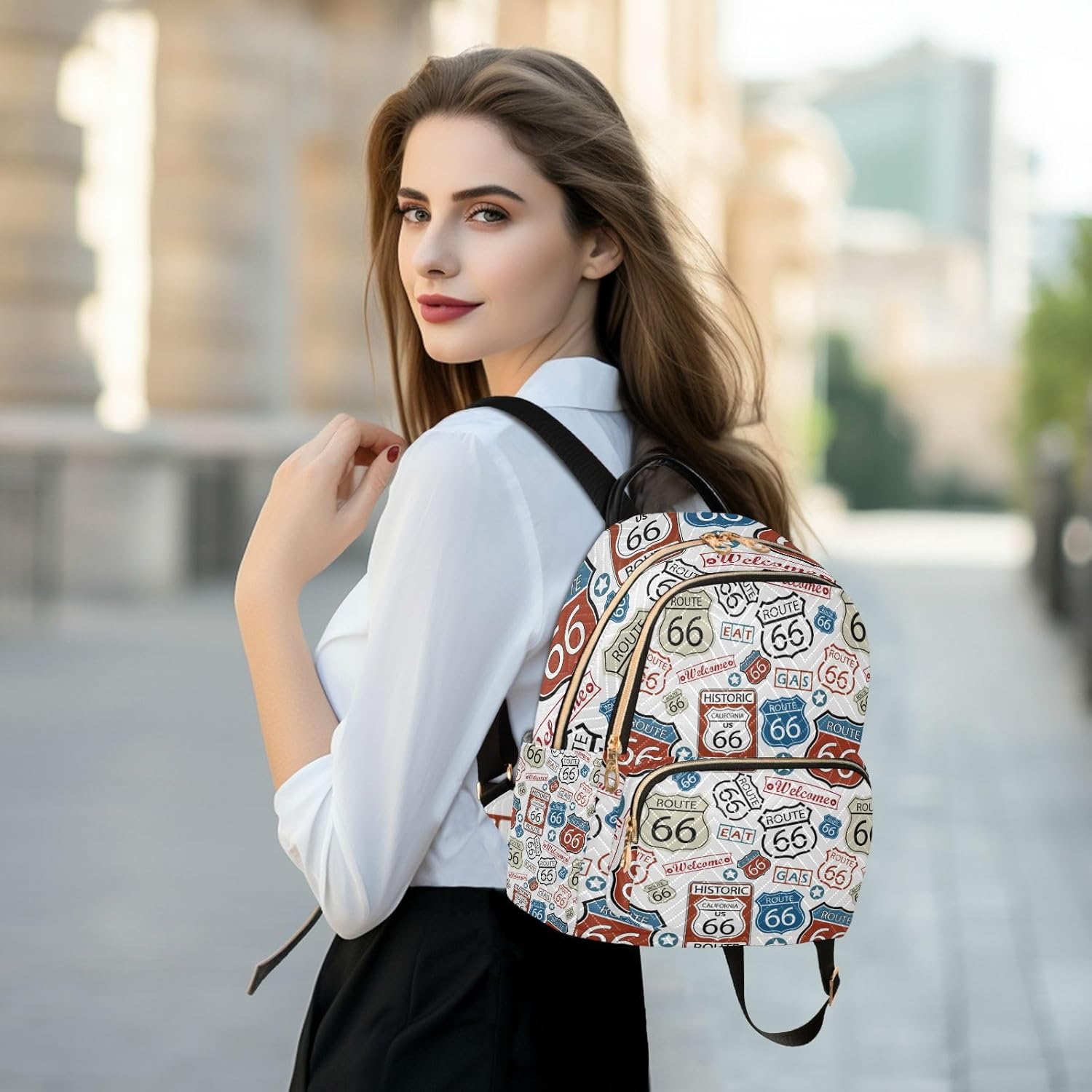 Women Fashion Backpack Route 66 Cute Sturdy Daily Bag Compact Regular Bag Diaper Bag