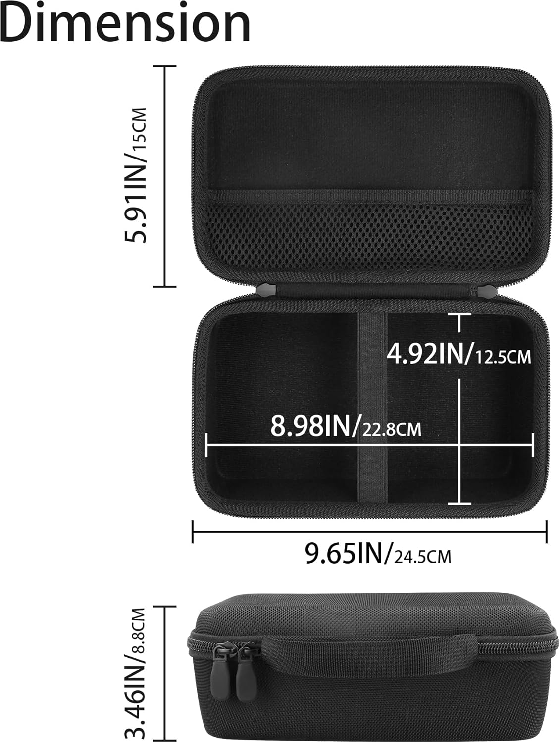 co2CREA Hard Travel Case for Anker Soundcore Boom 3i Speaker, Shockproof Protective Storage Bag with Handle and Mesh Pocket, Black Case - Image 8