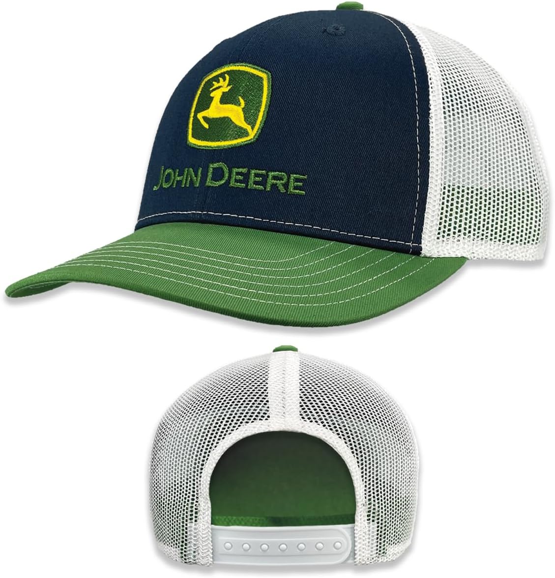 John Deere Berretto Da Baseball E Cappello Da Camionista - Logo Ricamato - Colori Blu Navy/Verde/Bianco - Taglia Unica Regolabile - 2