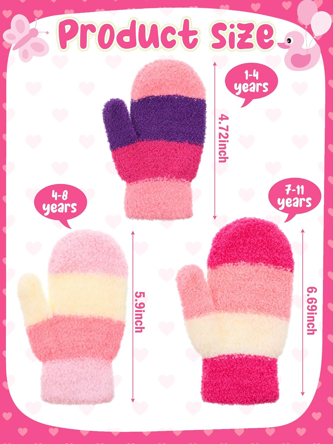 SATINIOR 3 Pairs Toddler Mittens Kids Winter Warm Gloves Baby Soft Stretch Mittens for Boys Girls Children