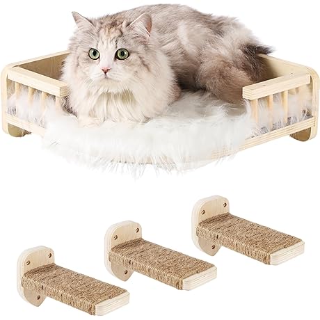 Sturdy Cat Wall Shelves with Plush Perches for Adventure-Seeking Felines