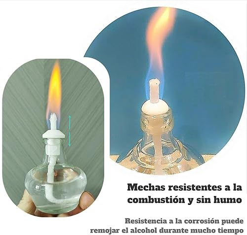 Miniatura 2 de Pwshymi Juego de mecha de cerámica de 7 piezas para lámparas de aceite, algodón y cerámica, de larga duración, inodoro, compatible con botellas de