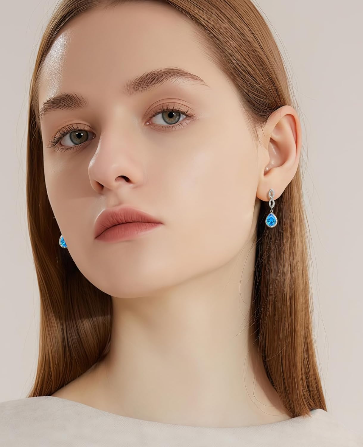 Fahonie Sterling Silver Long Drop Earrings with Cubic Zirconia Dangle Earrings Infinity Birthstone Jewelry Gifts for Women - Image 3