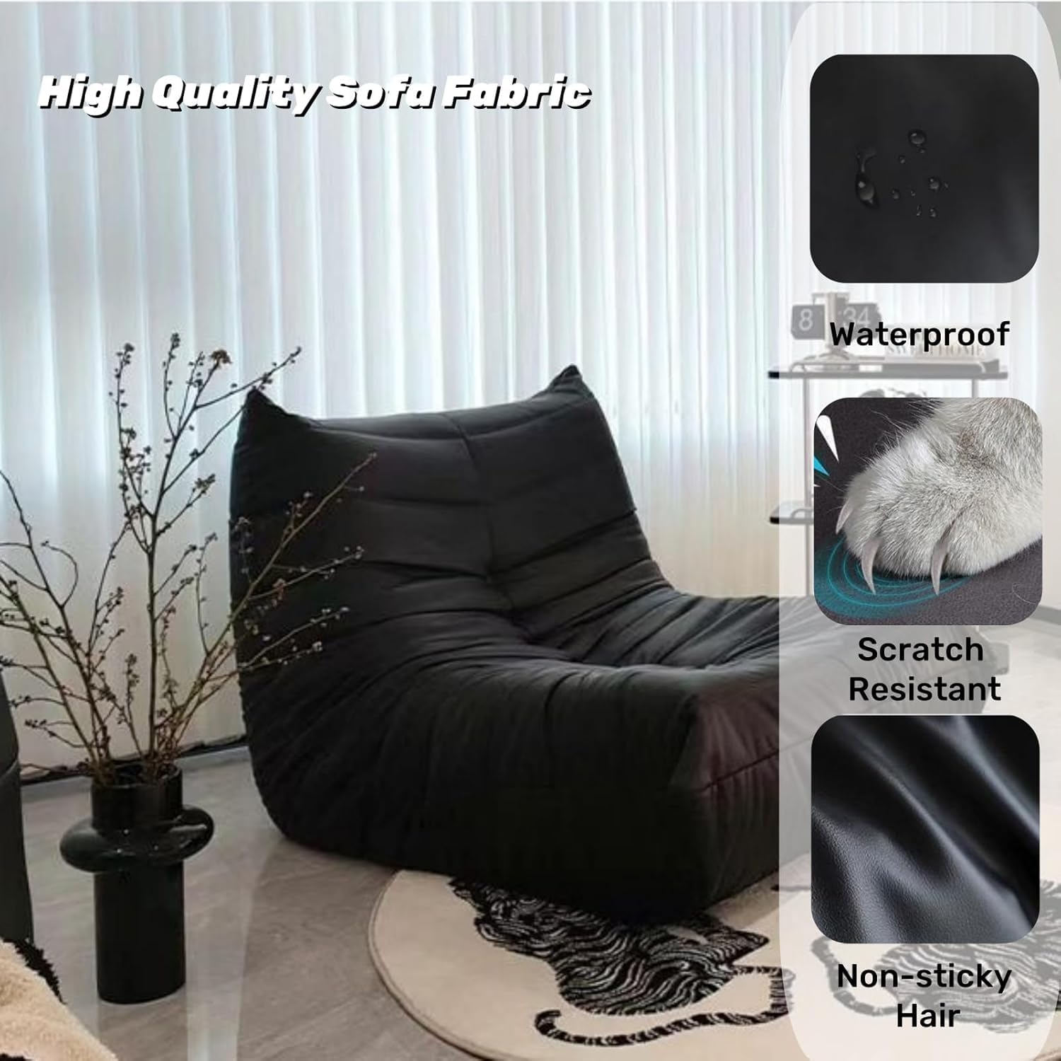 Togo Chair，Togo Sofa，Togo Sessel，togosofa， Schaumstoff-Sitzsack, Sofa, komprimierbar, Loungesessel, Meditation für Zuhause und Büro (grau)