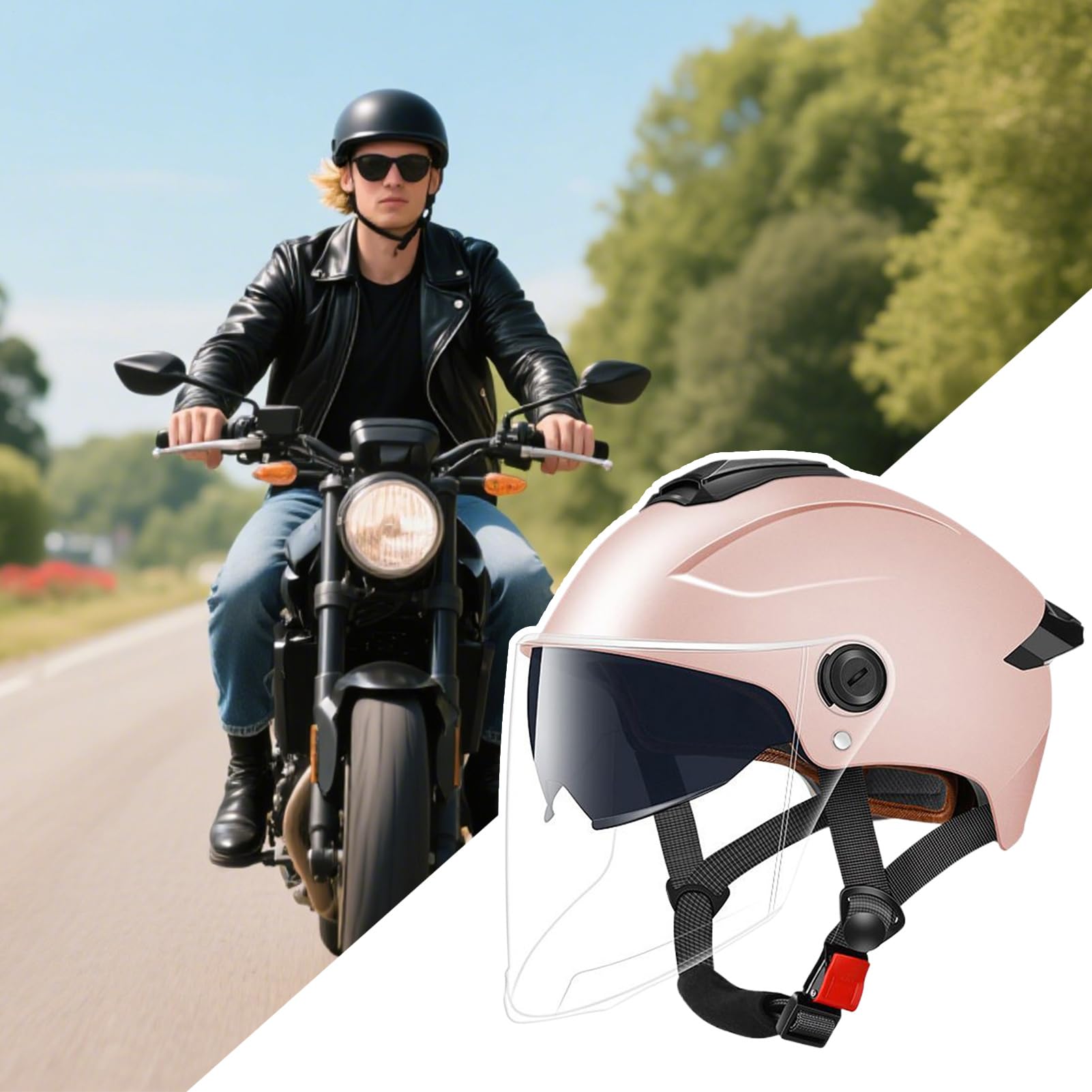 Casco per monopattino elettrico con parabrezza, caschi per adulti per uomo e donna, casco di sicurezza ad alta protezione per bicicletta elettrica, monopattino, skateboard, motociclette