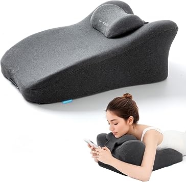 MOONYOOY Memory Foam Ergonomic Support Pillow & Leg Elevation Cushion - Memory Foam Back Support for Bed Sitting, Reading & Daily Relaxing, Removable Washable Cover, Gray