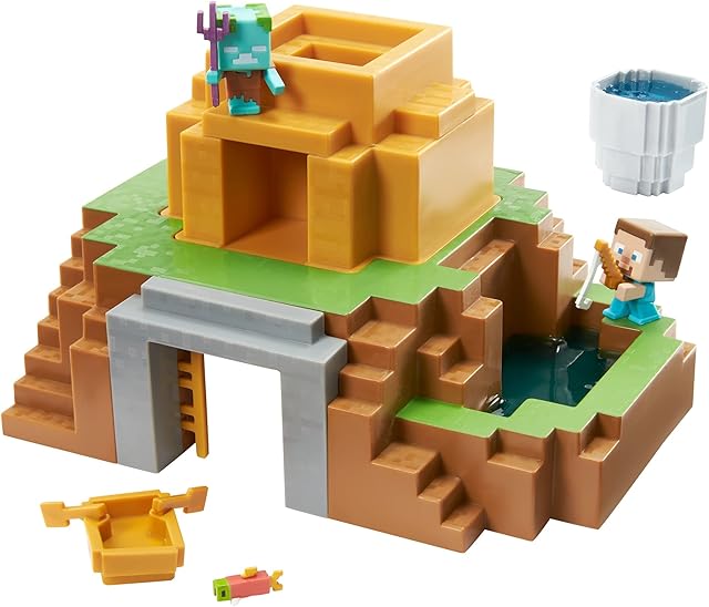 Minecraft Transforming Oasis Playset with Mini Figures, Accessories and Slime, Complete Play in a Box, Adventure Toy for Kids Ages 6 Years and Older