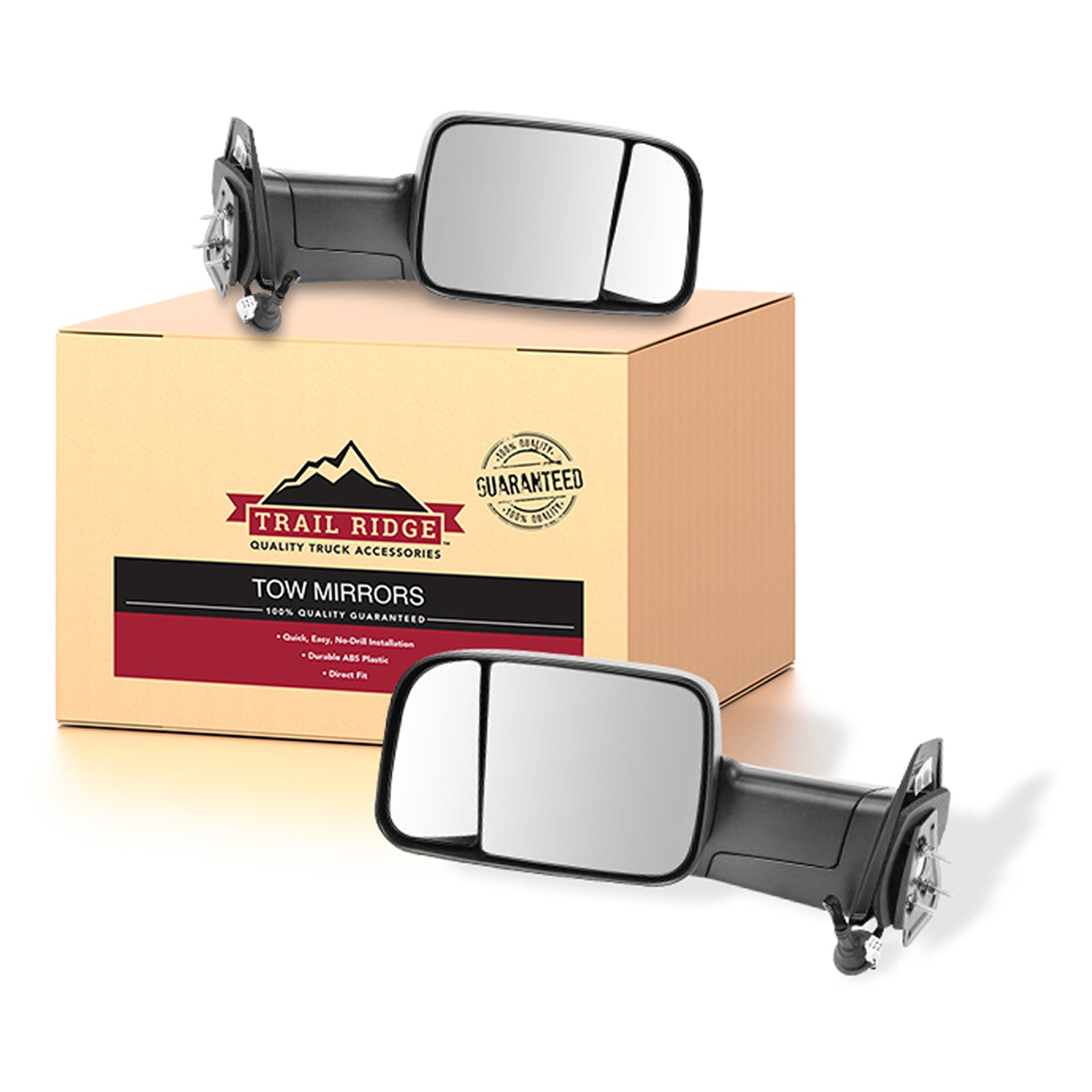 Trail Ridge Tow Mirror Power Heated Textured Black 4th Gen Style Pair for Ram