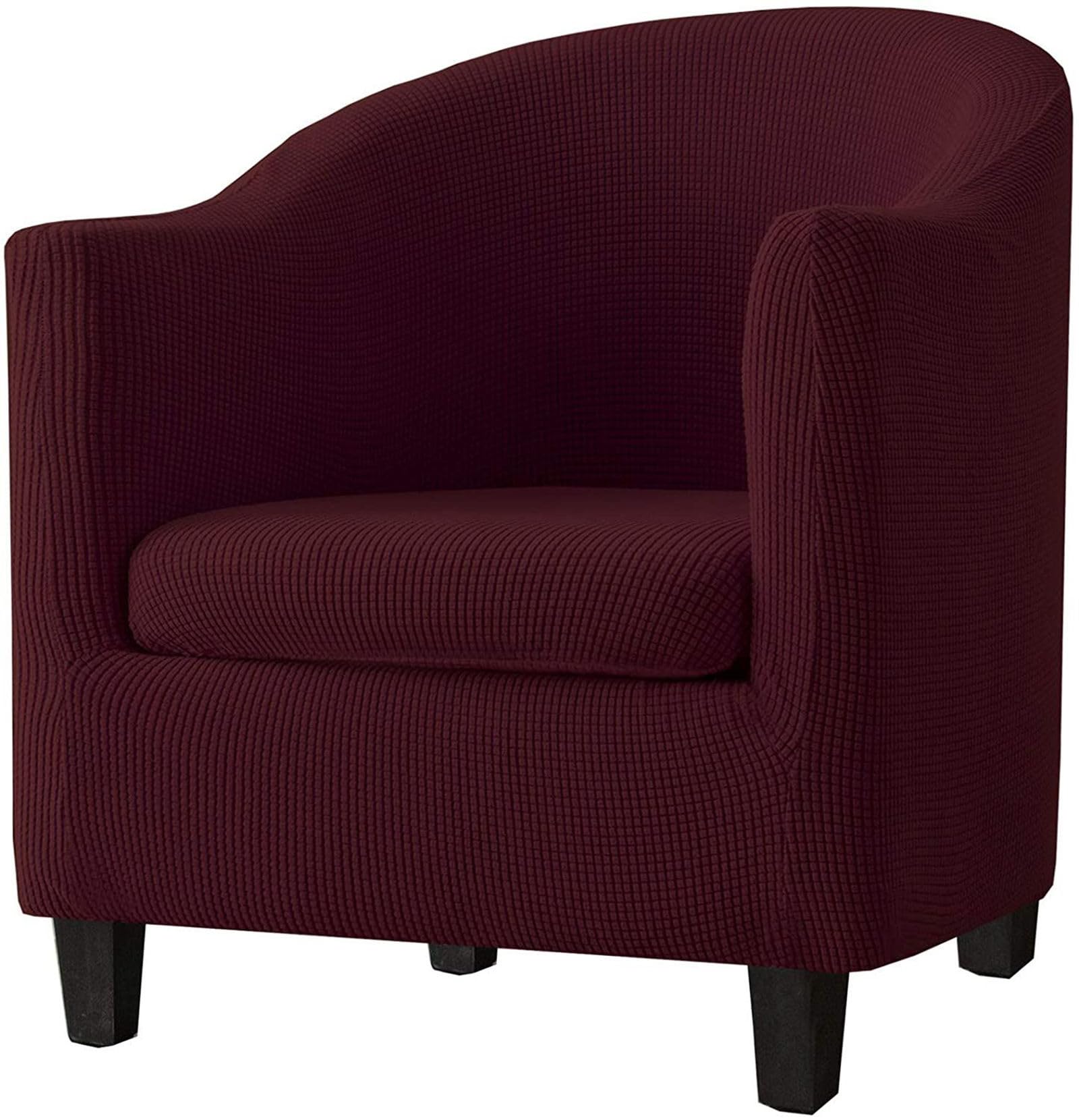 Housse de chaise de club extensible bordeaux | Set de 2 pièces avec housse de coussin distincte