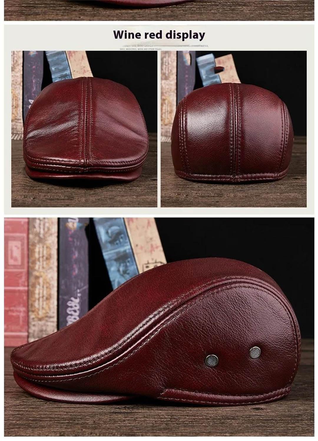 Męska czapka beret z prawdziwej skóry dla mężczyzn ciepła wiatroszczelna zimowa czapka dżentelmen czapka z daszkiem vintage stylowa czapka kierowcy