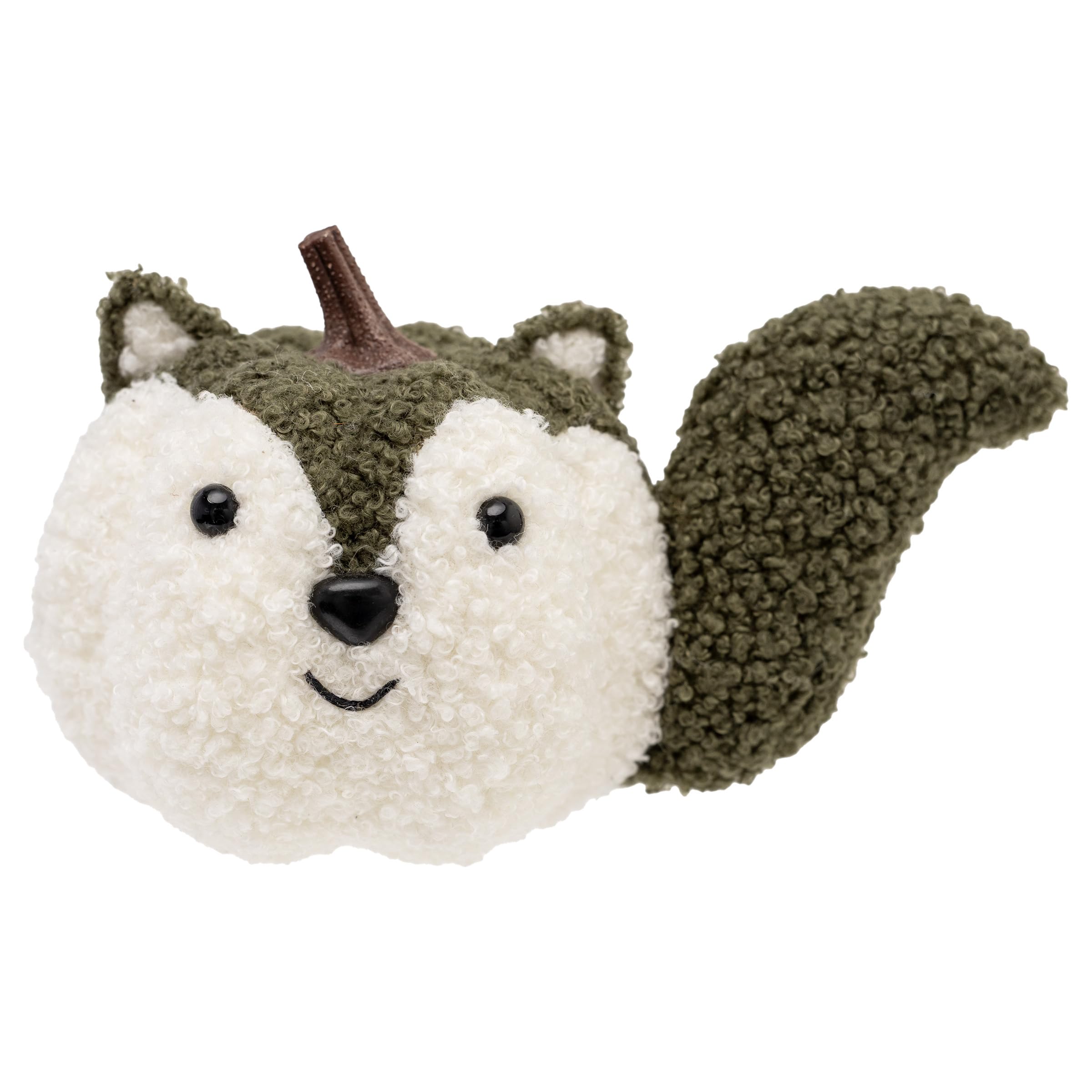 Renard en peluche vert 18,4 cm et décoration d'automne pour table festive