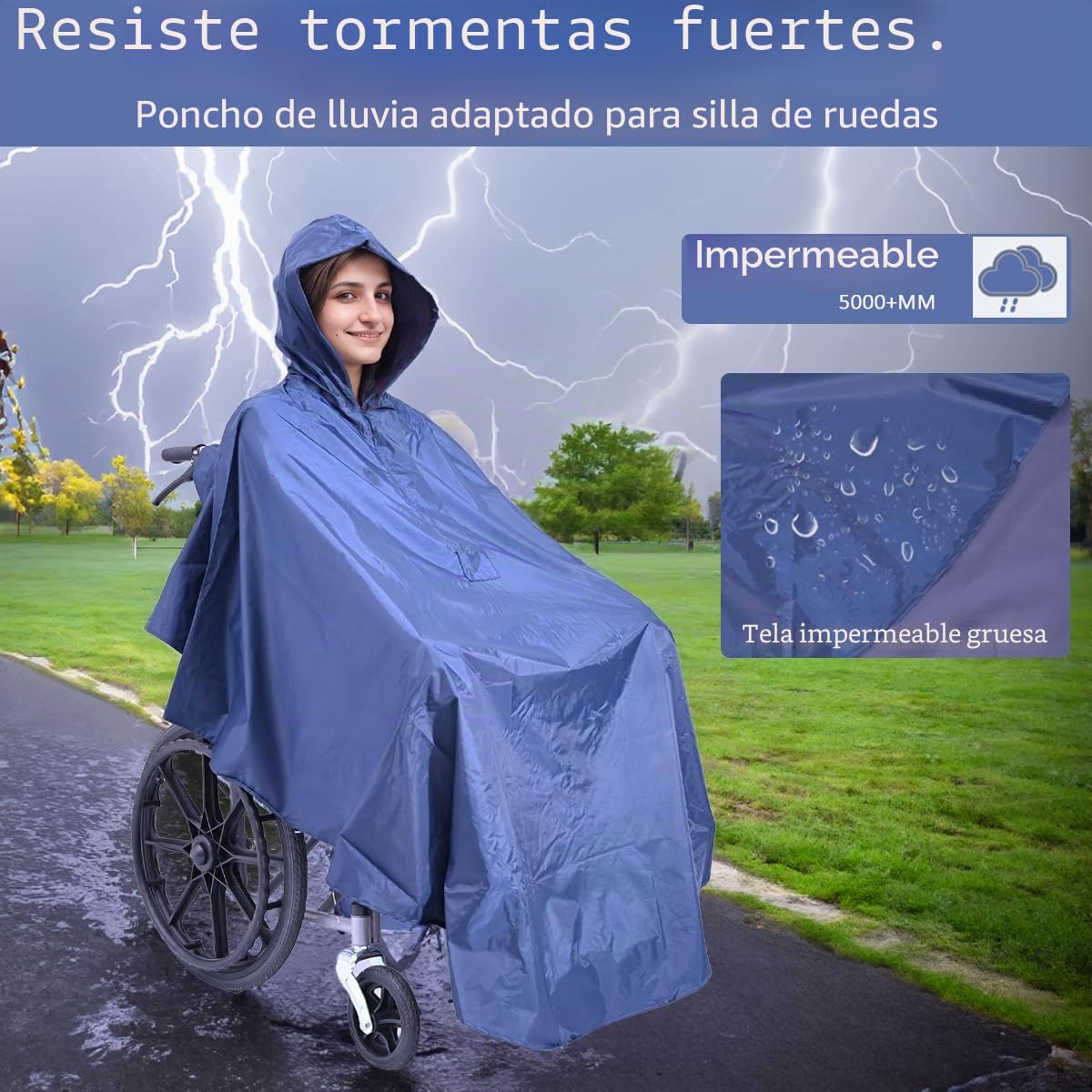 Poncho impermeable para silla de ruedas, capa a prueba de viento para movilidad