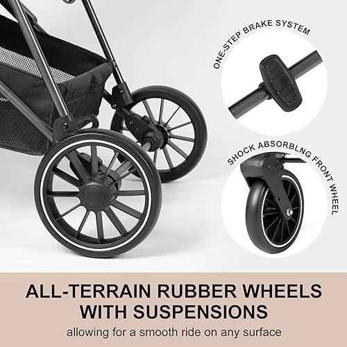 Miniatura 5 de Cochecito de bebé 2 en 1 con modo moisés Cochecito plegable para recién nacidos con asiento reversible para niños de 0 a 36 meses