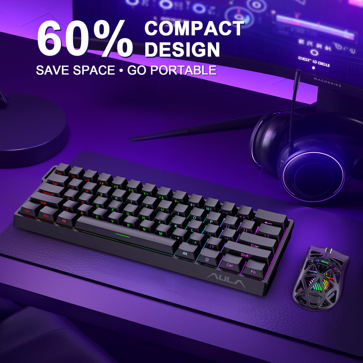 Amazon.co.jp: Aula WIN60 HE 60%メカニカルキーボード 有線 ホール
