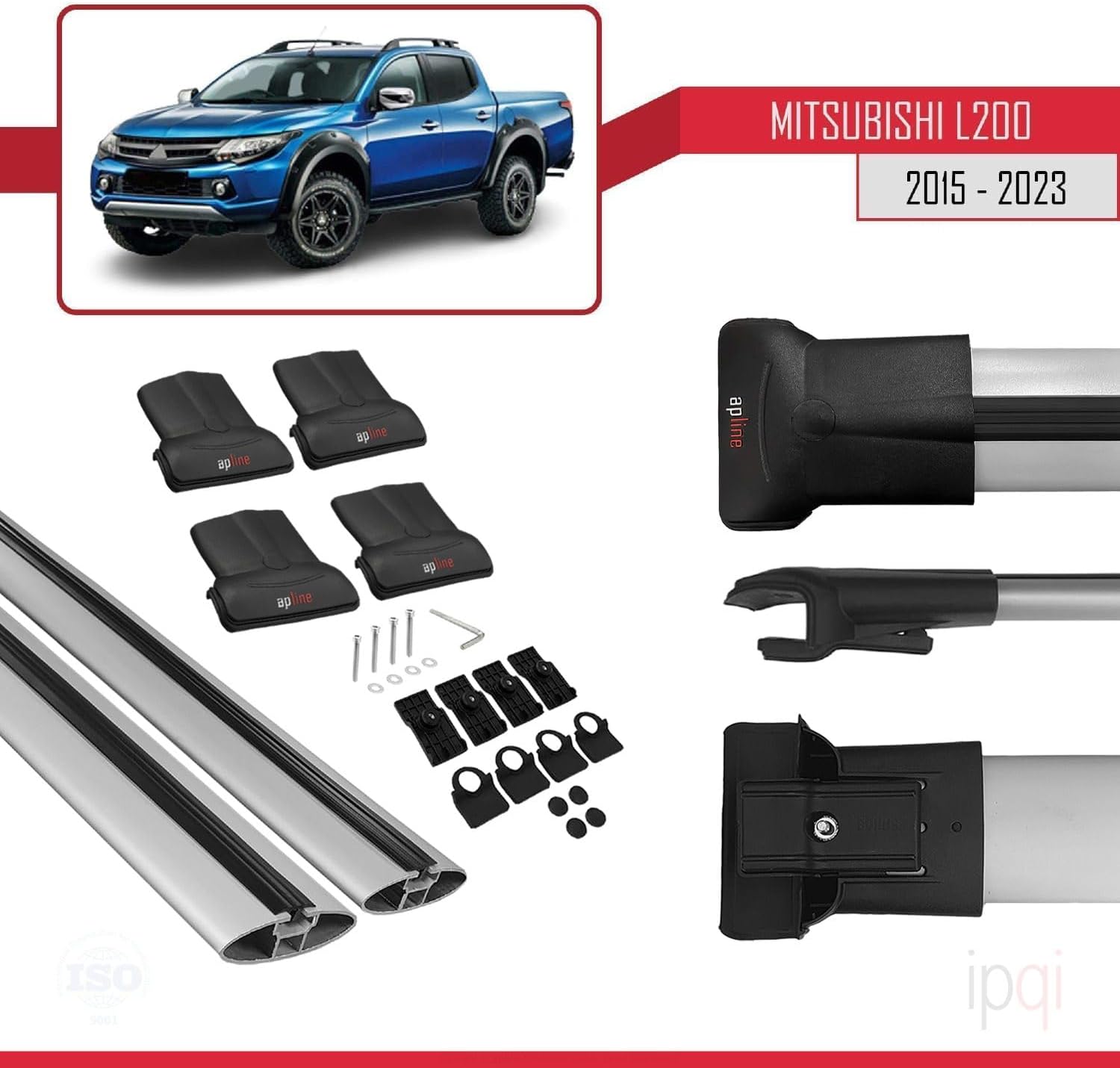 RE&AR Tuning Cross Bar for Mitsubishi L200 2015-2020 Roof Racks Aluminium Gray