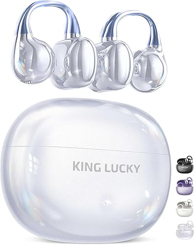Miniatura 12 de King Lucky Auriculares de clip Gen 3, auriculares inalámbricos Bluetooth 6.0 de oreja abierta con micrófono, ajuste seguro para orejas pequeñas y