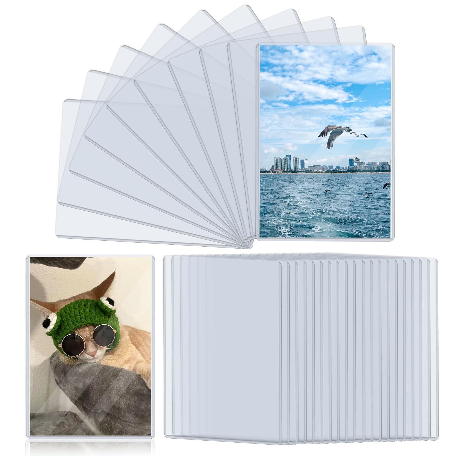4" x 6" Photo Postcard Protectors, Rigid Hard Print Protectors, Clear Waterproof Protectors, Paper Sleeves Photo Plastic Sleeves Document Holder, Memories and Collectibles Storage (40 Pack)