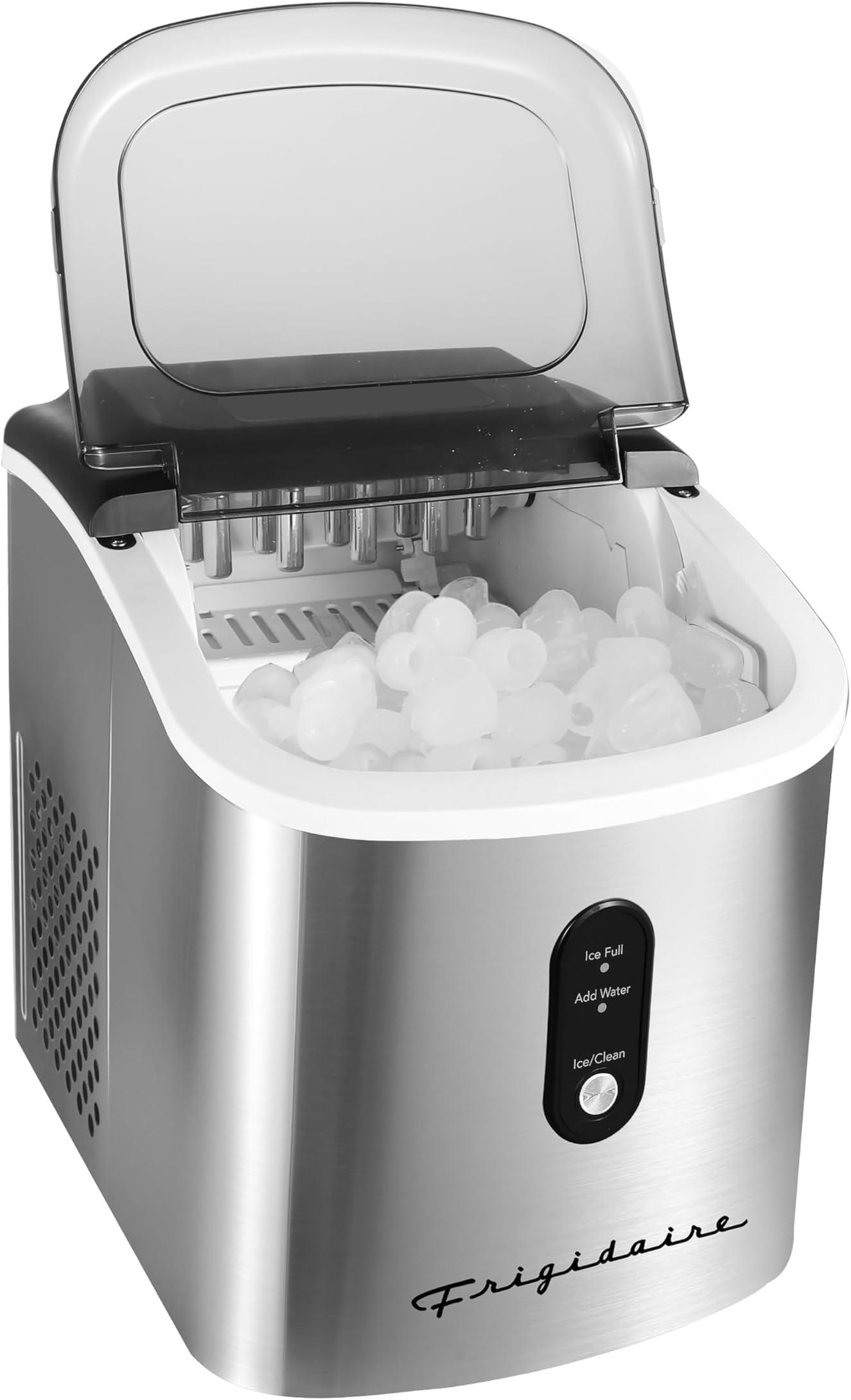 Frigidaire EFIC103-AMZ-SC Counter Top Maker with Over-Sized Ice Bucket, Stainless Steel, Self Cleaning Function, Heavy Duty, Stainless