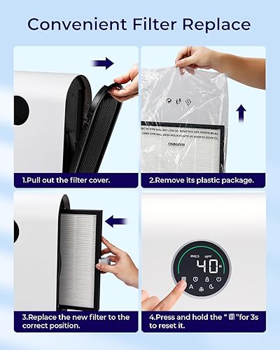 Miniatura 8 de Purificadores de aire para el hogar, habitación grande de hasta 2500 pies cuadrados con pantalla PM 2.5 sensores de calidad del aire, purificador de