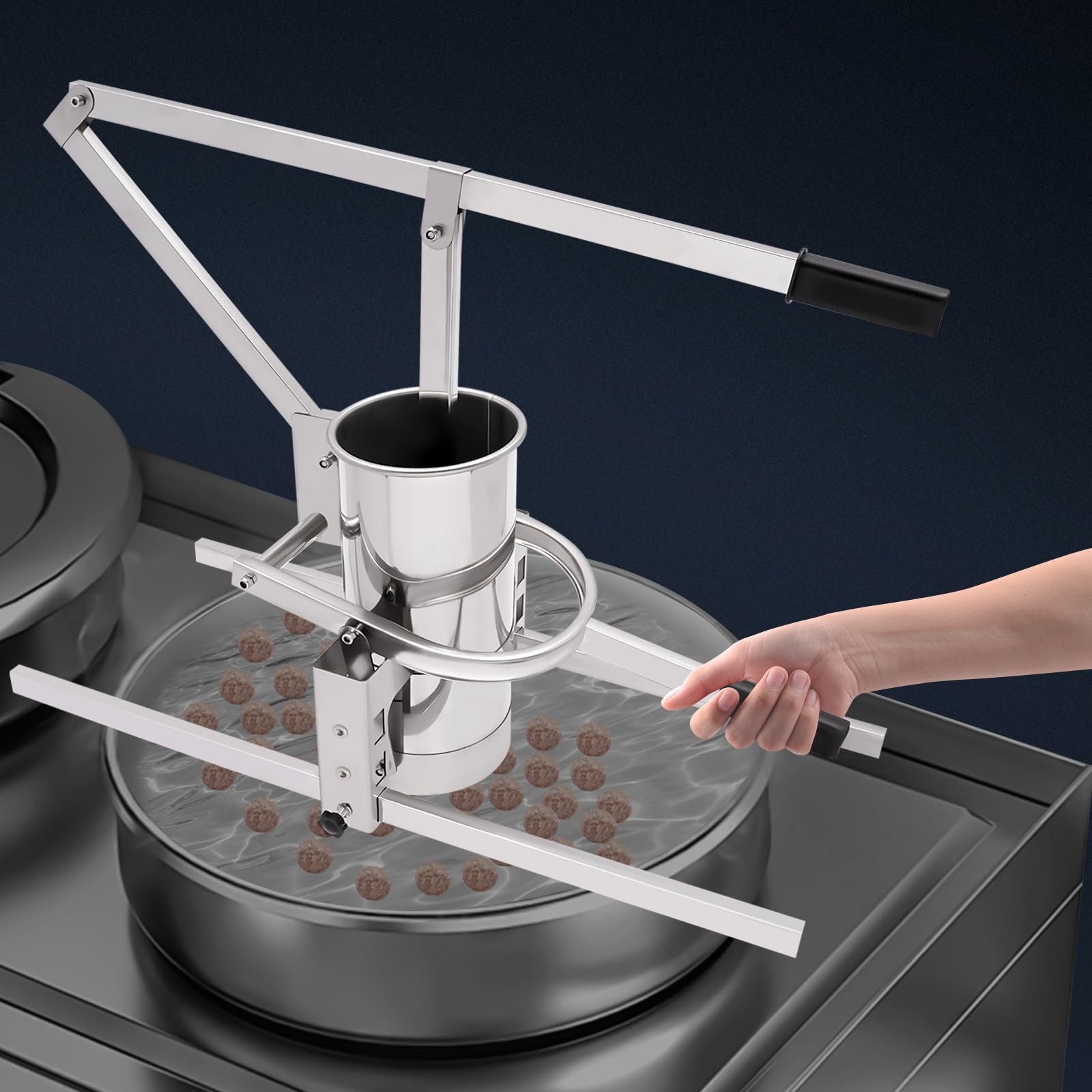 Stainless Manual Meatball Machine, Hand-Operated Manual Meatball Maker Tool For Shrimp Balls And Fish Balls, Vegetable Meatball Mold, Tool With Three Sizes Of Molds