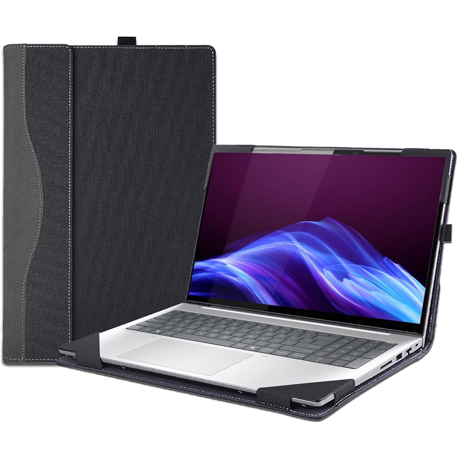 Laptop-Schutzhülle für HP EliteBook 8/6 G1a/G1i und für 40,6 cm (16 Zoll) ProBook 4 G1i / G1a / G1iR, PU-Leder, abnehmbare Notebook-Tasche, Zubehör (Dunkelgrau)