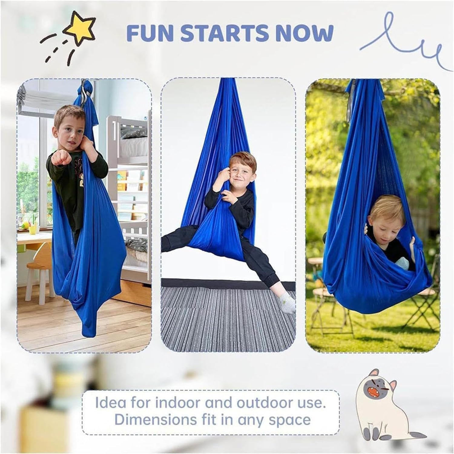 Yoga Tuch Zum AufhäNgen Swing 200 Kg Max. Tragfähigkeit Mit Beschläge -Swing Geeignet, Um Ängste Abzubauen,Glück