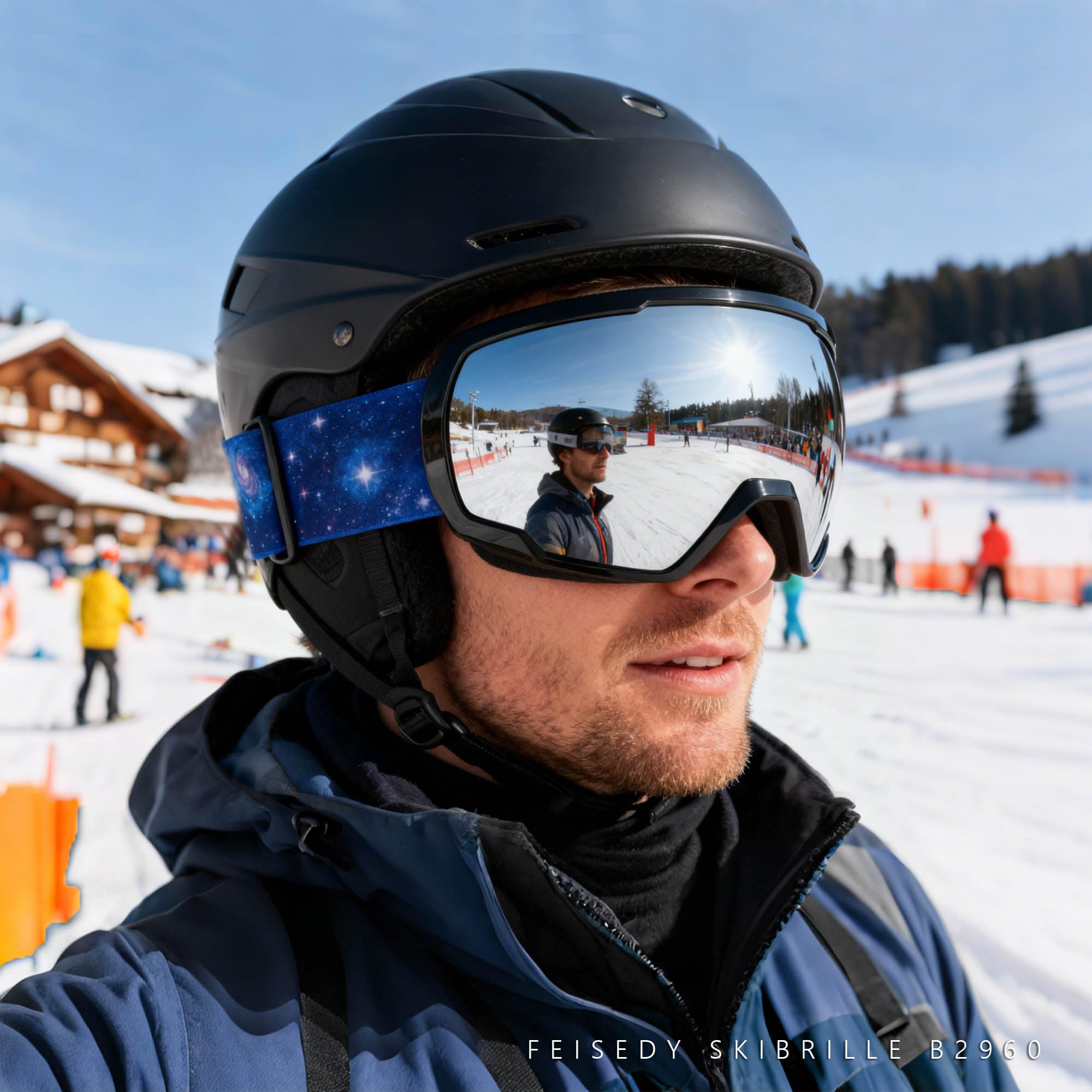 FEISEDY Maschere da Sci OTG Occhiali da Snowboard, Anti Nebbia B2960 | Protezione UV400, per Uomo Donna, Adatto Motoslitta, di Fondo e Altri Sport Invernali