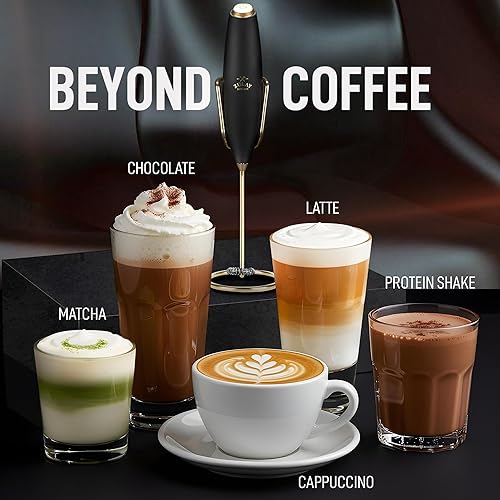 Vista 307 de Zulay Kitchen - Espumador de leche de mano con pilas AA Duracell: batidora de bebidas resistente para café, latte, capuchino y más, color aurora