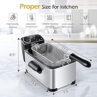 Vista 6 de MEDIMALL Freidora profunda con canasta, freidora de aceite eléctrica de 3.2 cuartos de galón / 12 tazas para uso doméstico, freidora pequeña